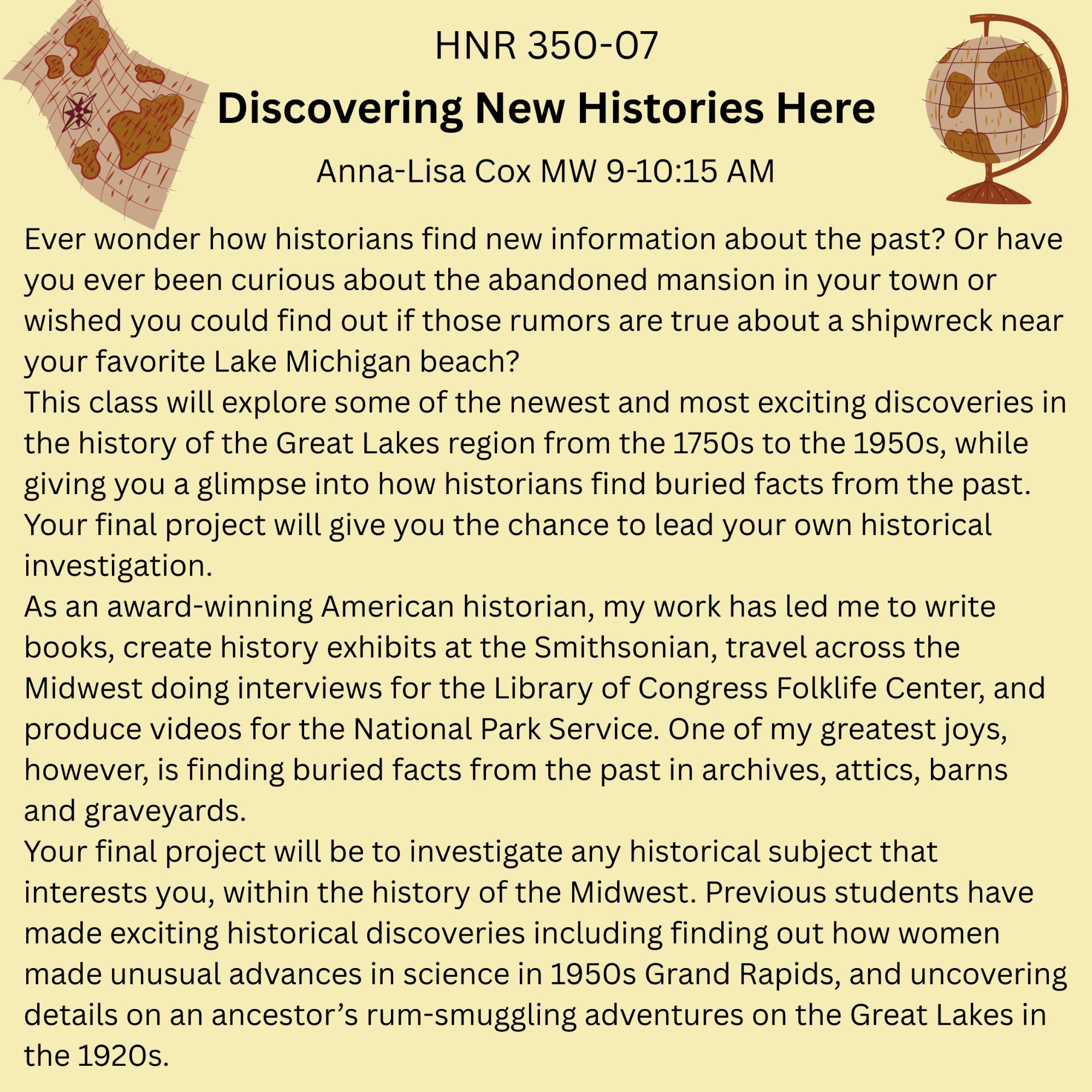 course description HNR 350-07